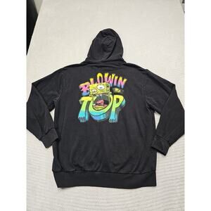 Spongebob Sweatshirt Mens XL Black Hooded Pull Over Blowin My Top Graphic